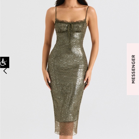 House of CB Dresses House Of Cb Isla Olive Lace Midi Dress Poshmark